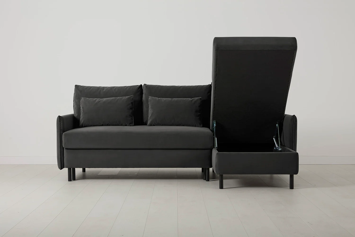Model 12 Sofa Bed with Storage 3 Seater Right Chaise, Charcoal - Image 3