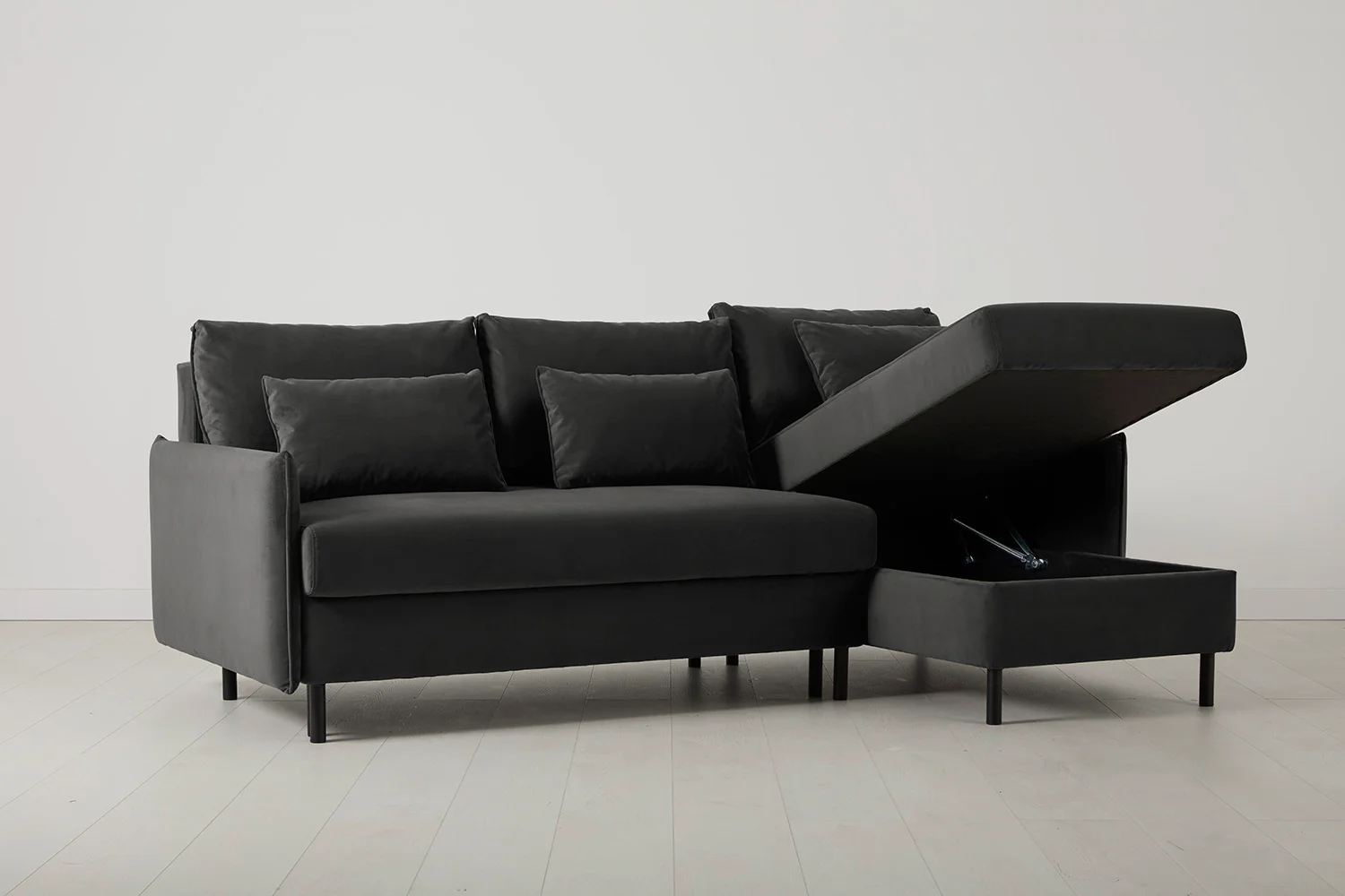 Model 12 Sofa Bed with Storage 3 Seater Right Chaise, Charcoal - Image 5