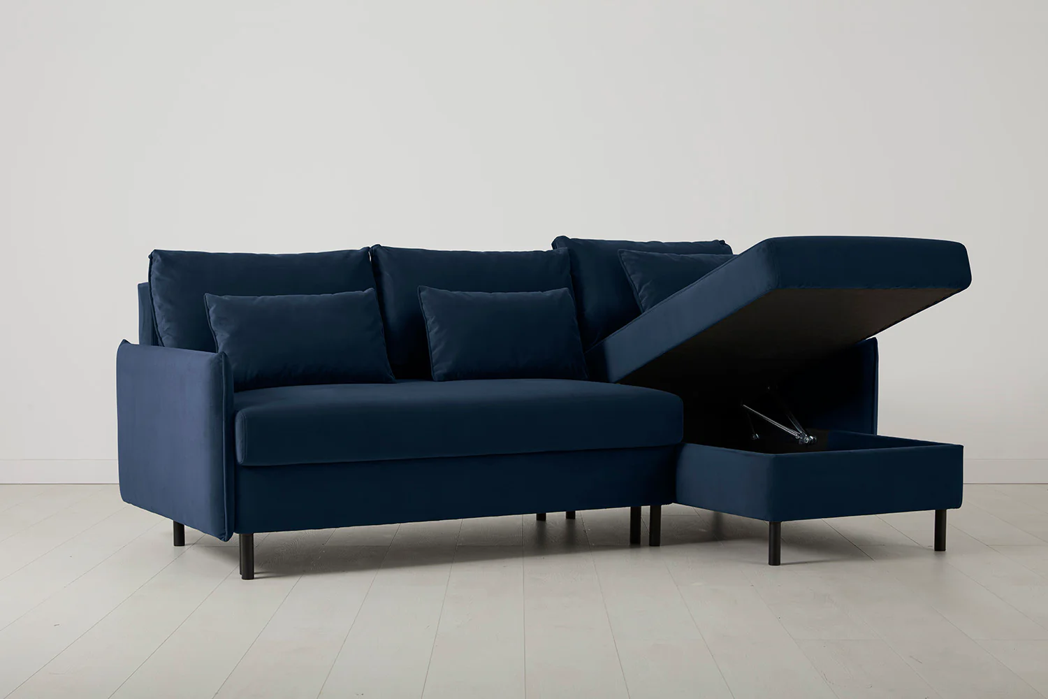 Model 12 Sofa Bed with Storage 3 Seater Right Chaise, Indigo - Image 5